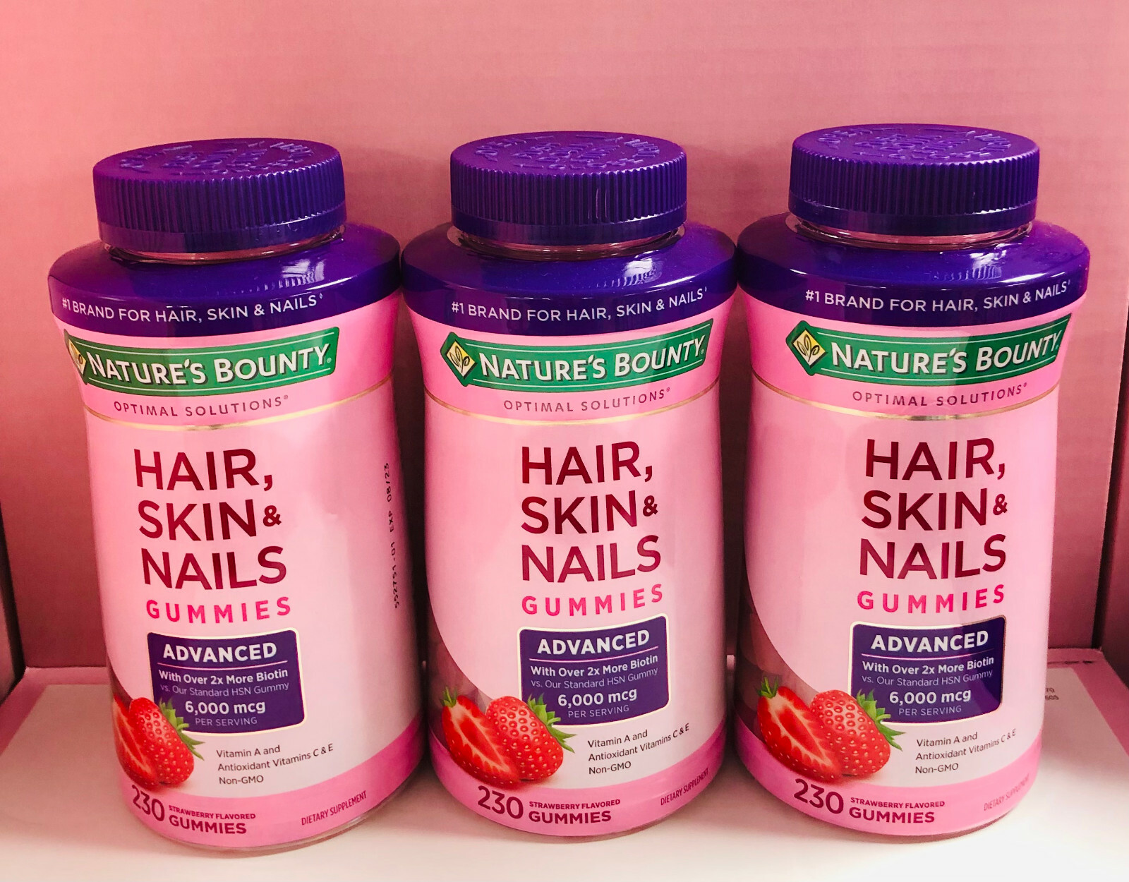 Nature’s Bounty HAIR,SKIN AND NAILS Advanced 230 Gummies (3 x 230), 2 x Biotin