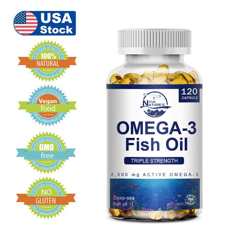 3600mg Omega 3 Fish Oil Capsules 3x Strength EPA & DHA, Highest Potency 120Caps