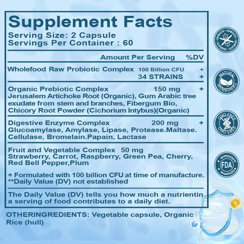 Probiotics 100 Billion CFU Potency Digestive Immune Health 120/240/480 Capsules