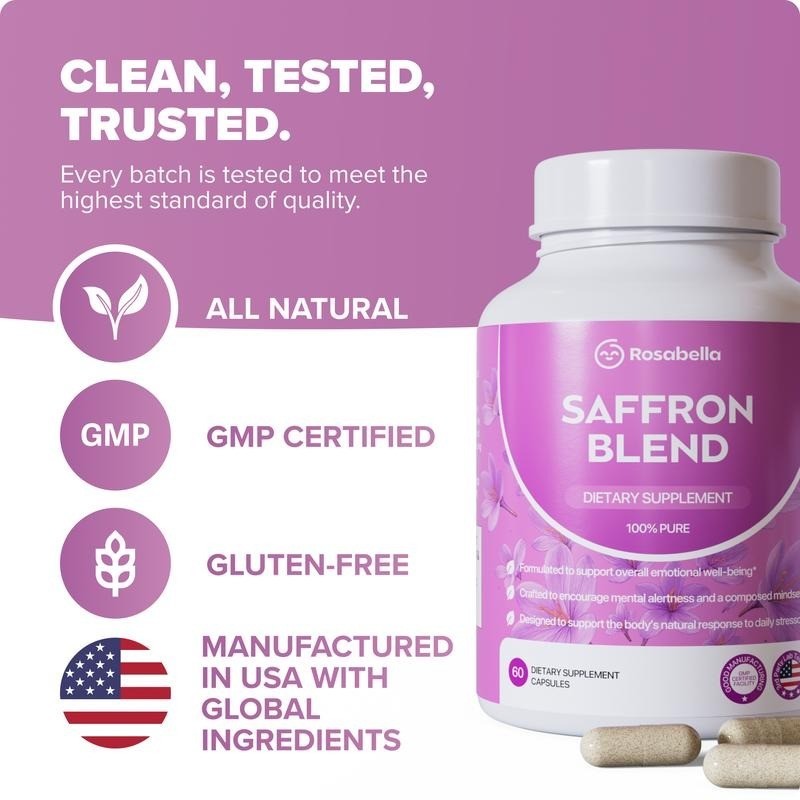 Rosabella [88mg] Supplement Saffron for Mental Clarity, Digestion, Positive Mood