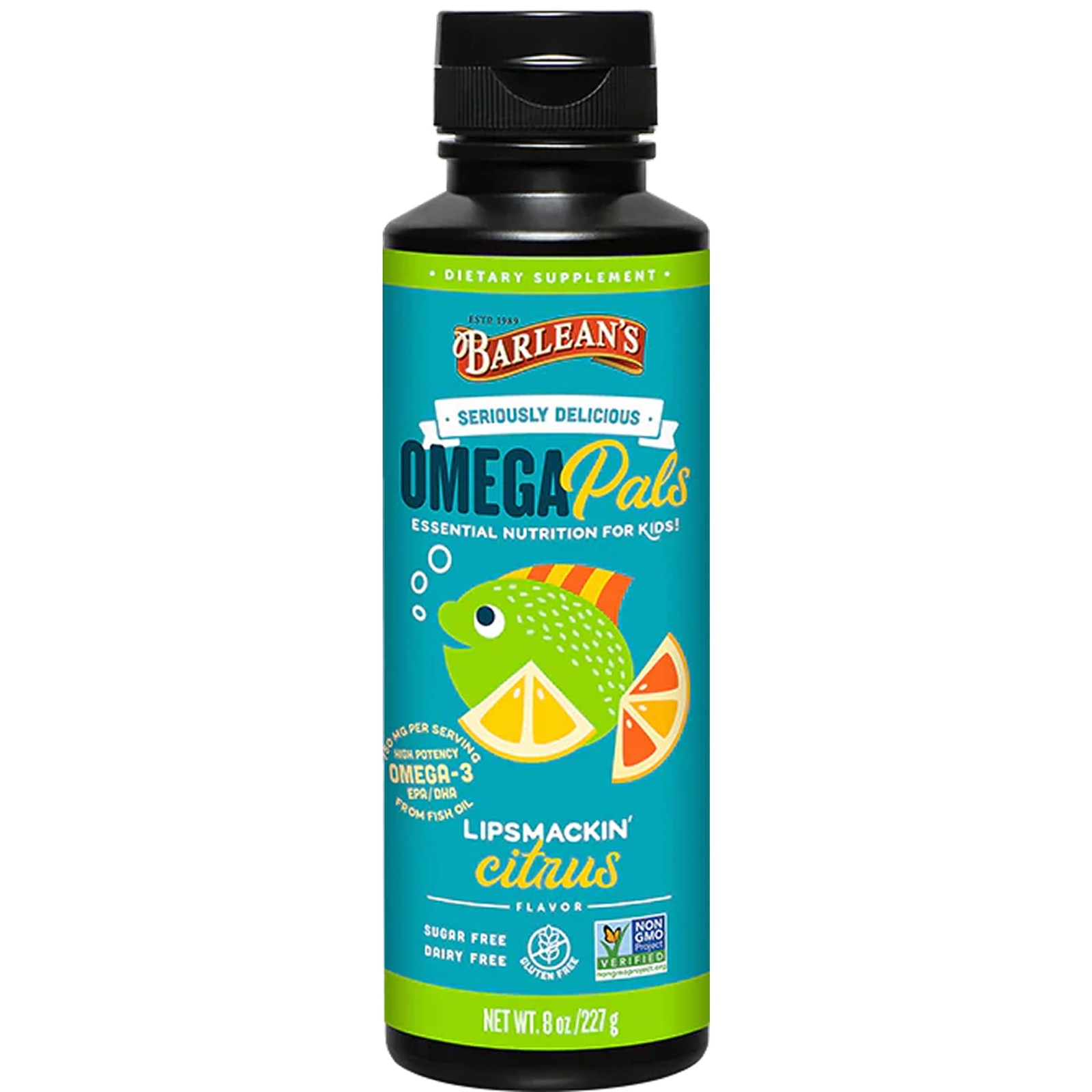 Barlean’s Omega Pals Lipsmackin’ Citrus Flavored Omega3 for Kids, Yummy Child…