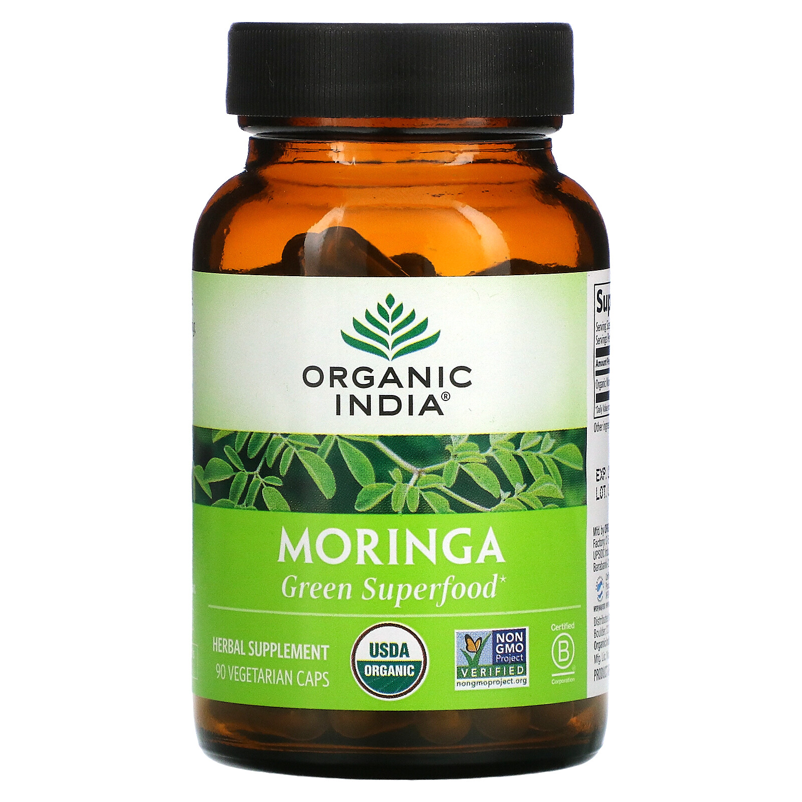 Organic India Moringa 90 Veggie Caps Gluten-Free, Organic, Vegan, Vegetarian
