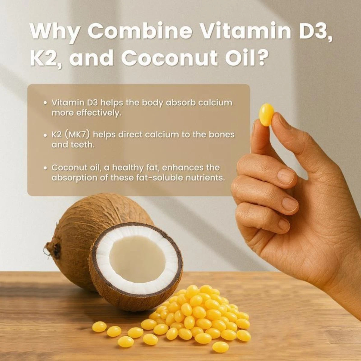 VEV Vitamin D3 10,000 IU & K2 200 mcg Softgels with Coconut Oil – 300 Count