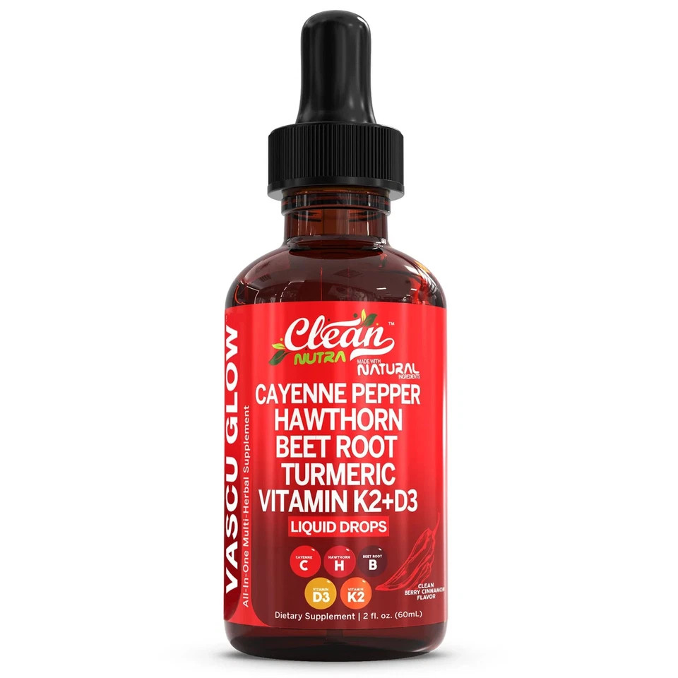 Cayenne Pepper Liquid Drops with Hawthorn & Vitamins D3K2,Circulation & Heart
