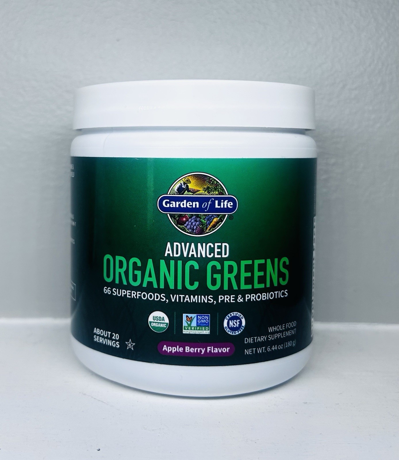 Garden of Life Organic Greens Superfoods & Probiotic Powder Apple Berry 6.44 oz