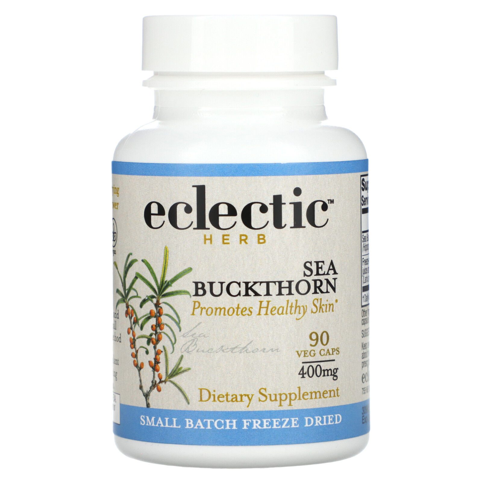 Eclectic Institute Sea Buckthorn 400 mg 90 Non-GMO Veggie Caps Dairy-Free,