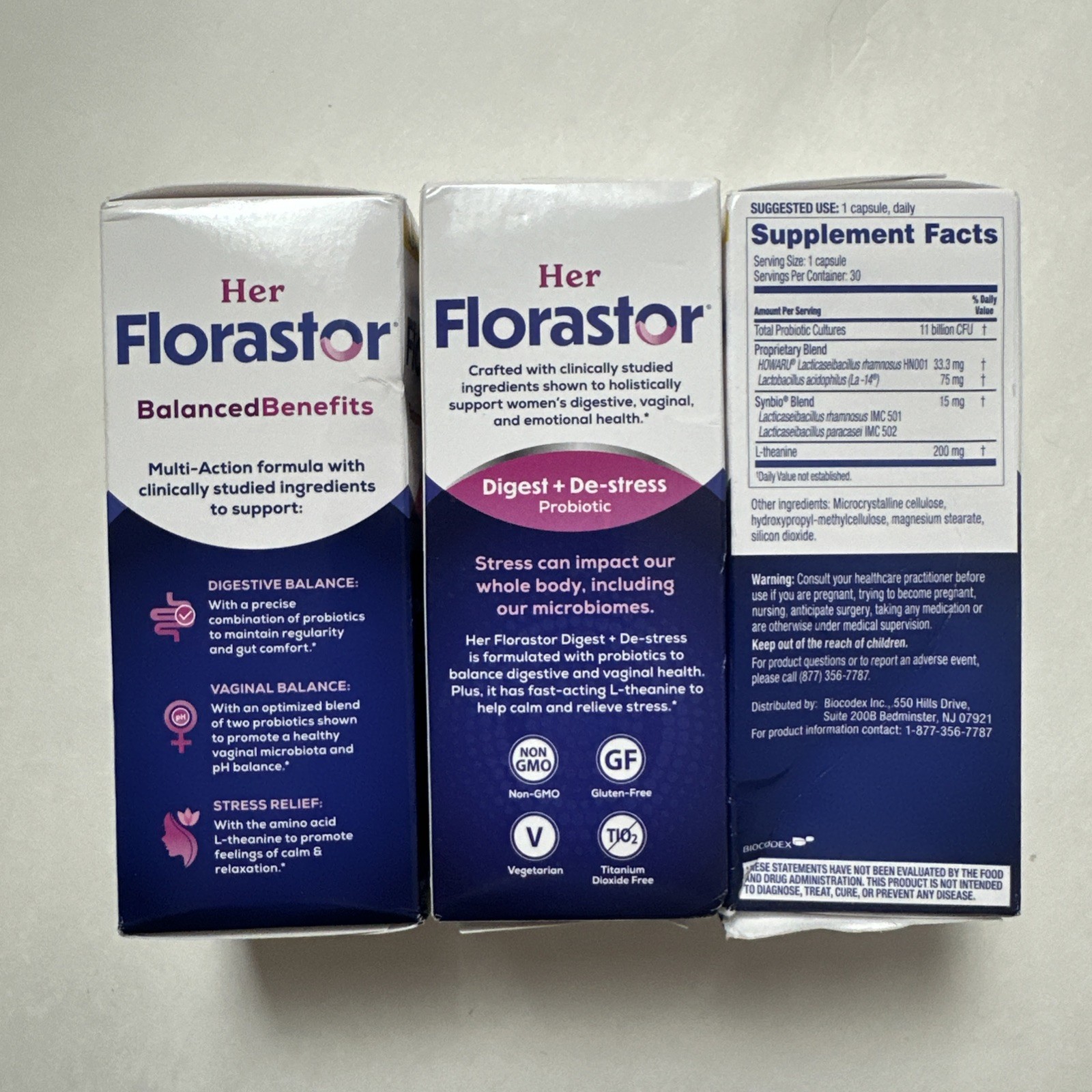(3) Her Florastor Digest + De-Stress Probiotic – 30 Capsules Each Exp. 08/2026