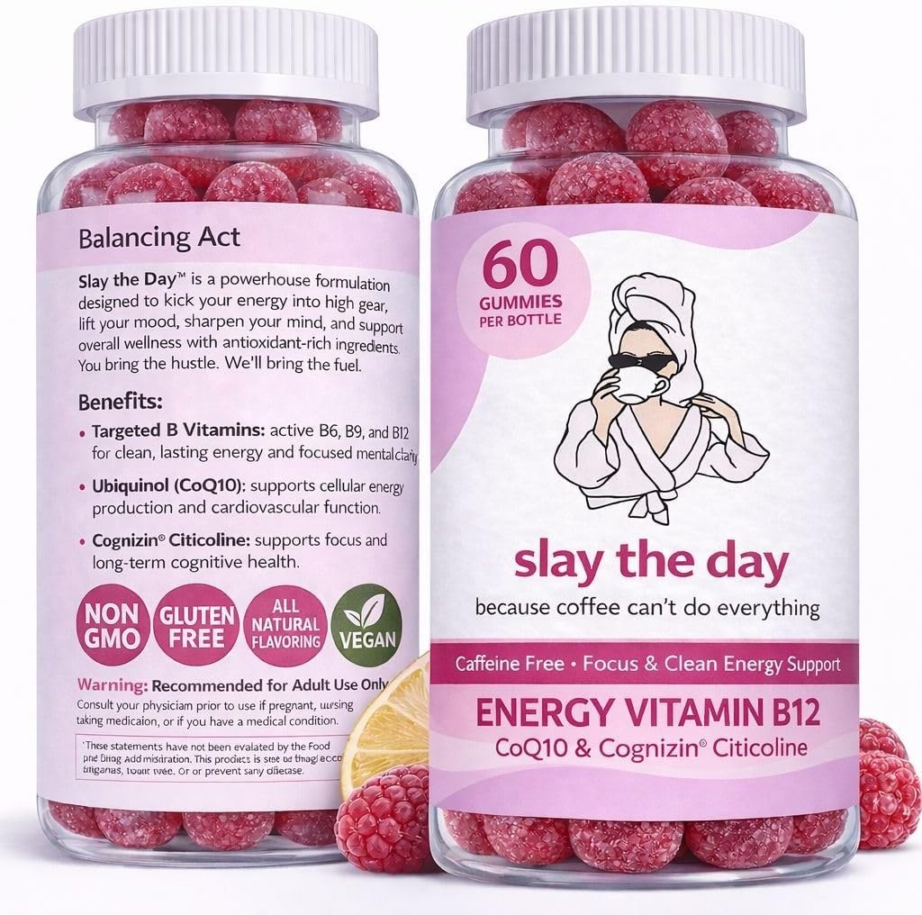 Slay The Day: Energy Focus Gummies: 150 mg CoQ10 & 250 mg Cognizin® Citicoline +