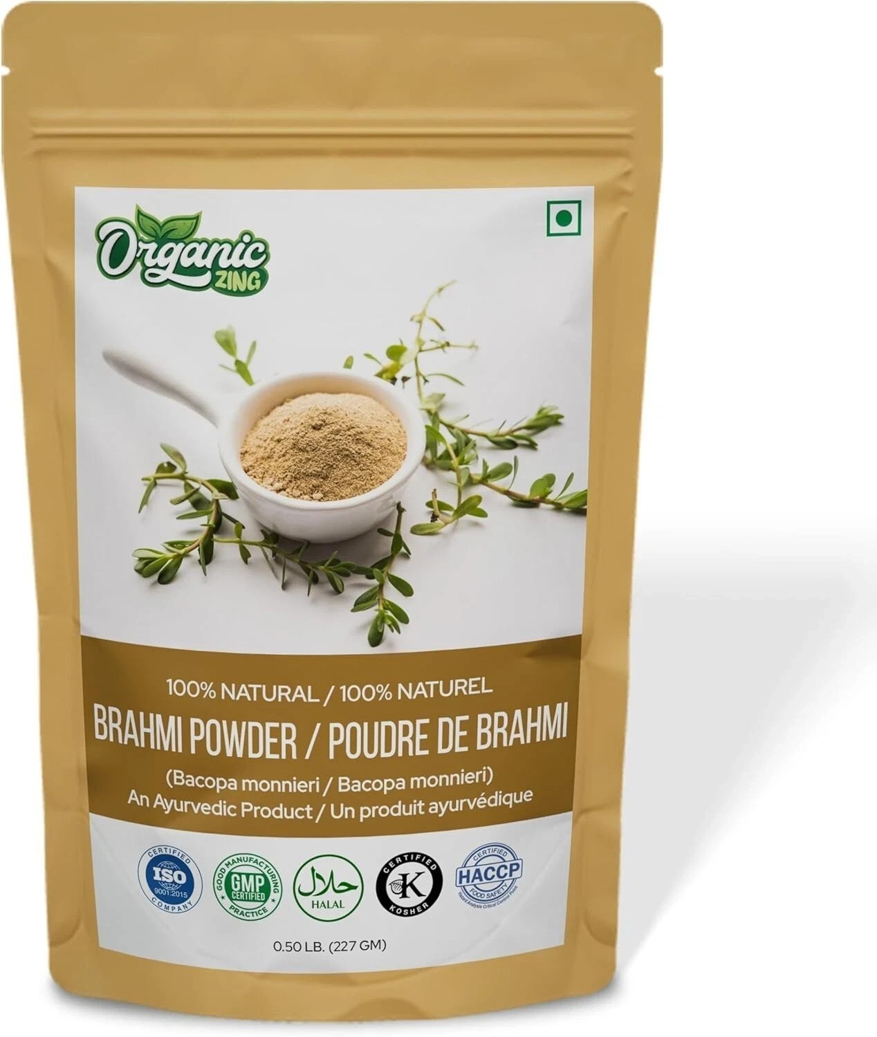 Organic Zing Brahmi Powder | Natural Supplement | Pure & Natural – 227g