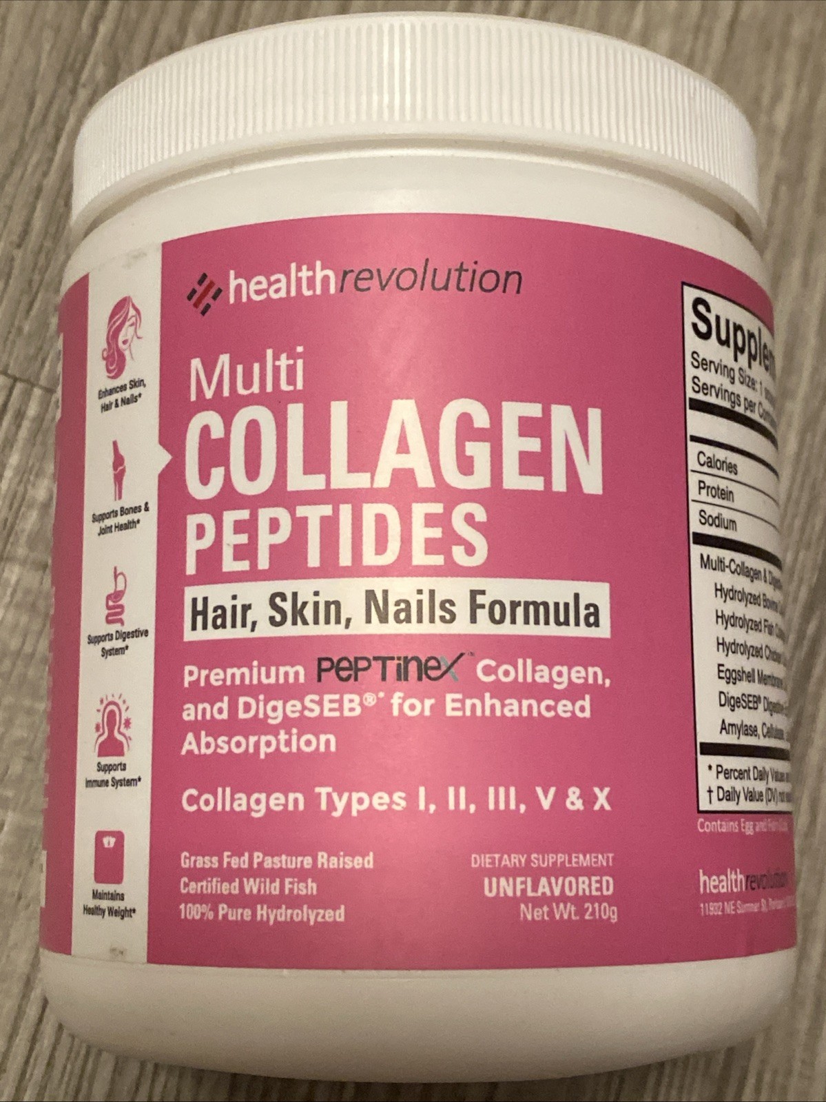 Health Revolution Hydrolyzed Collagen Peptides Hair Skin & Nail Formula 210g