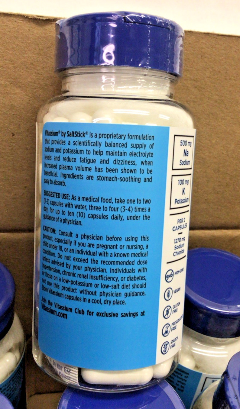 Vitassium SaltStick Electrolyte Capsules 100 Count 5/2027 12 Bottles New Sealed