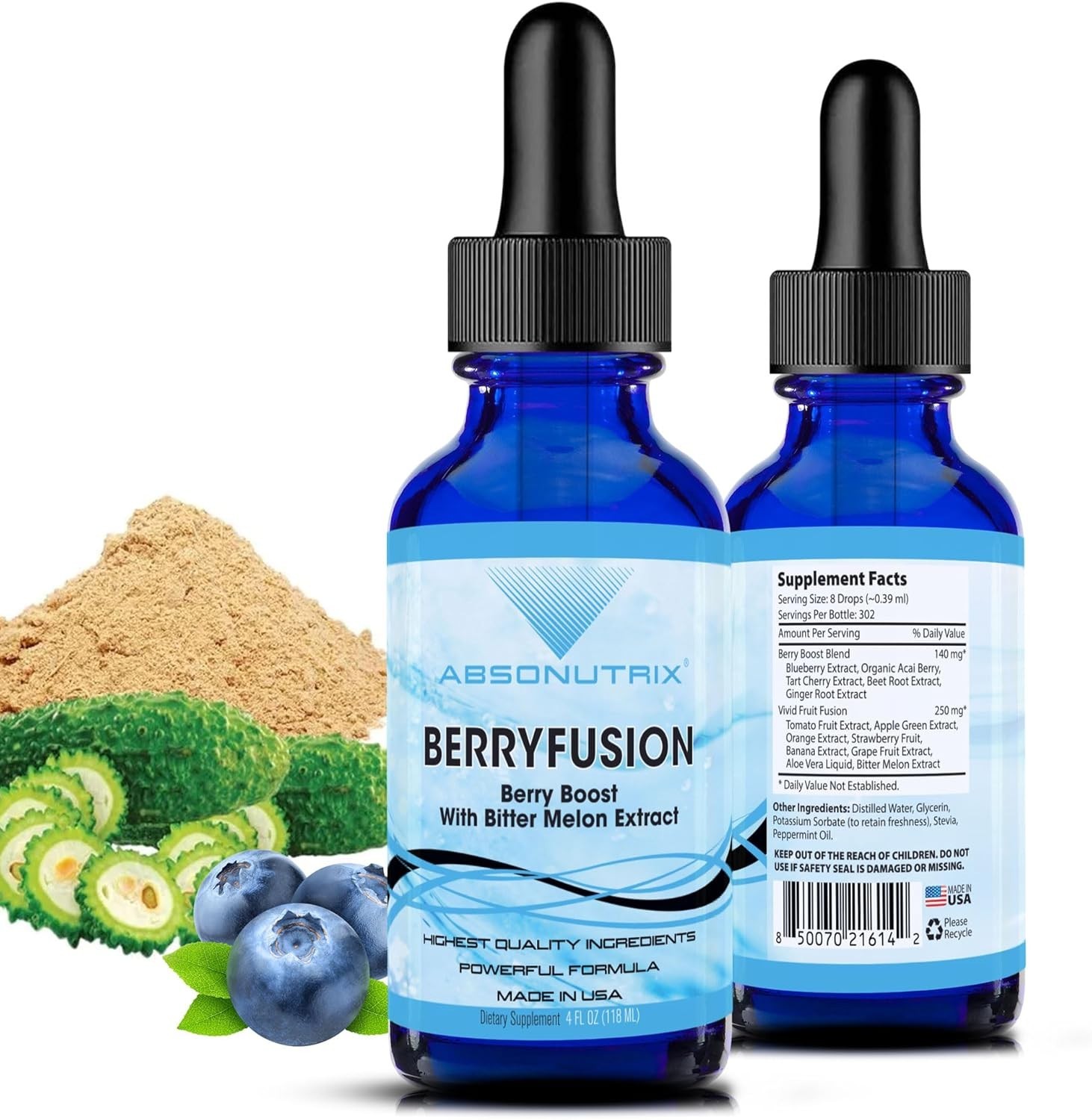 Absonutrix BerryFusion, 390 mg, 4 FL OZ Liquid, 302 Servings, Made in USA