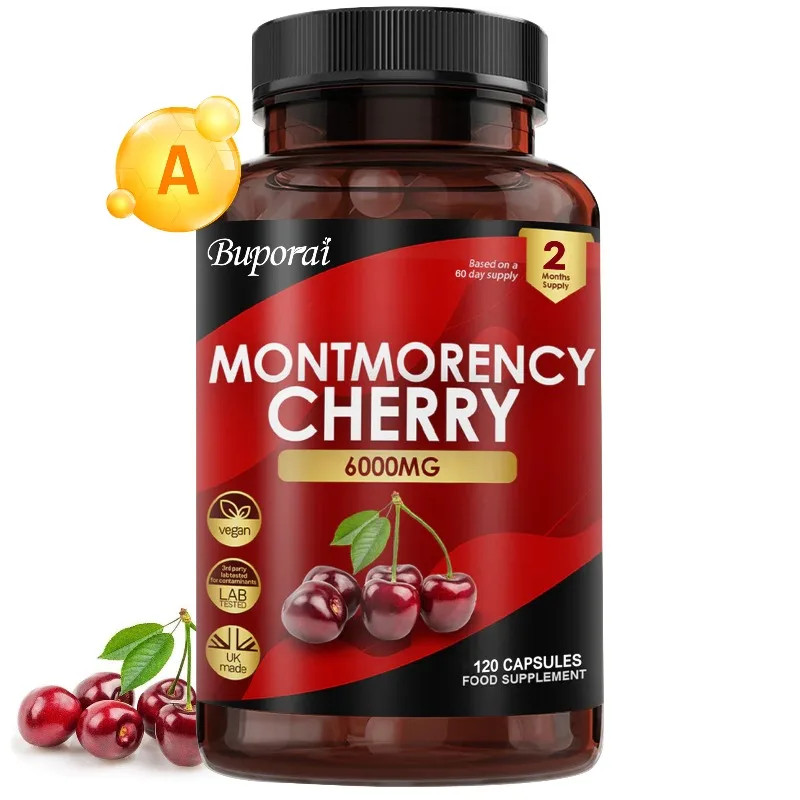 Montmorency Cherry 6000MG 120pcs,Muscle Recovery, Support Urinary Tract Health