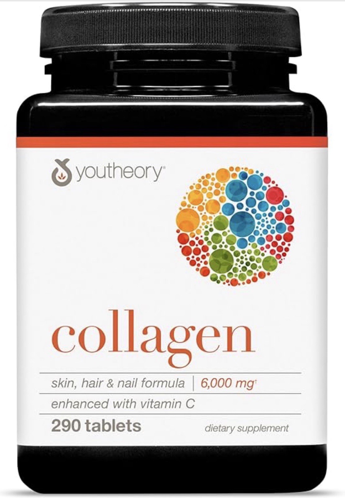 Youtheory Advanced Collagen 6000mg w Vitamin C 290 Tablets Bone Joint Support