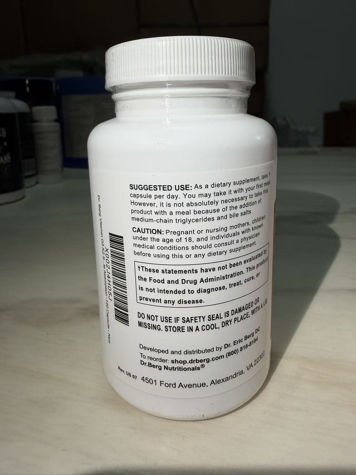 Dr. Berg’s D3 & K2 Vitamin, 3 PACK, 10,000 IU, 100 mcg per serving, 120 Capsules