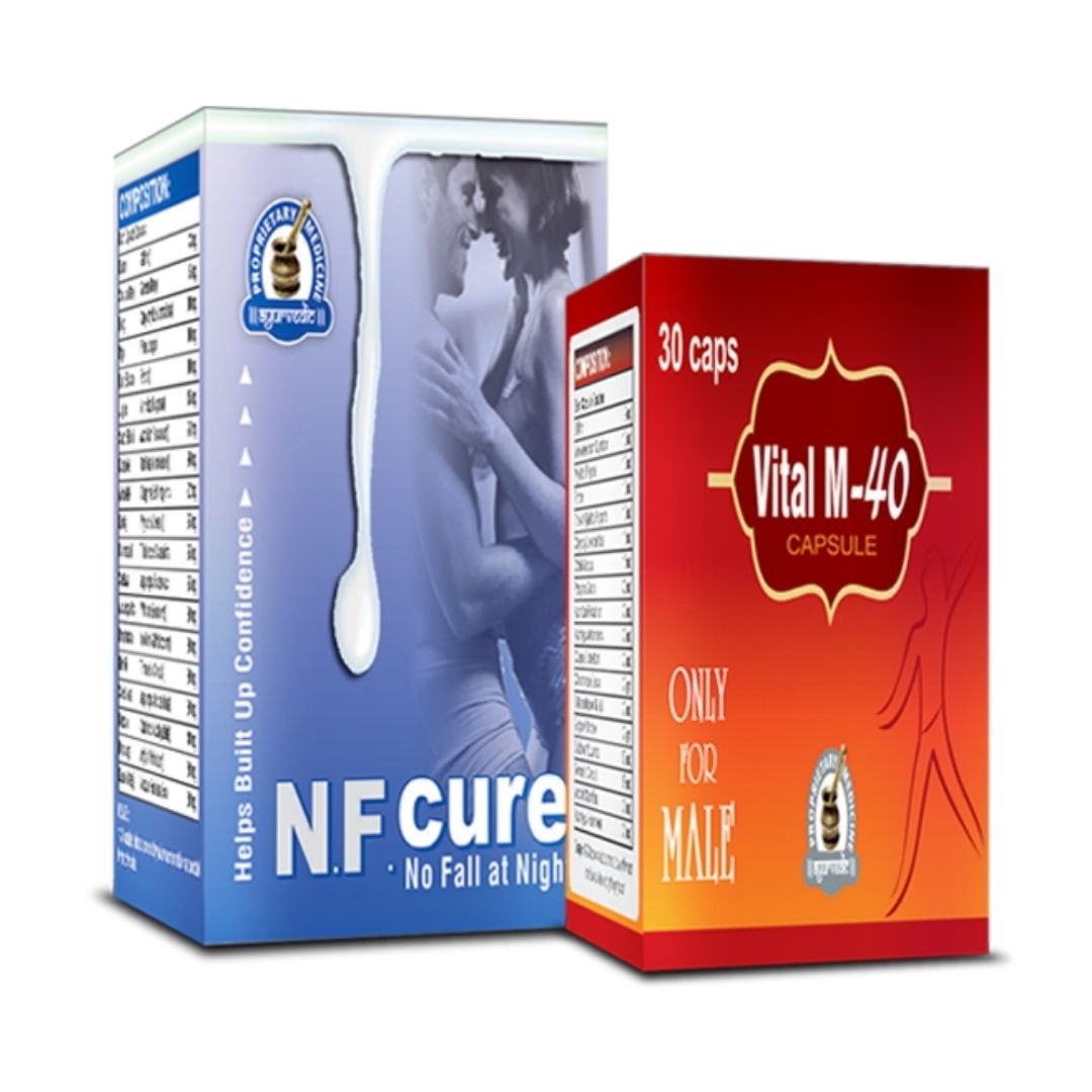 NF Cure and Vital M-40 Capsules | Herbal Night Support for Men Wellness Vitality