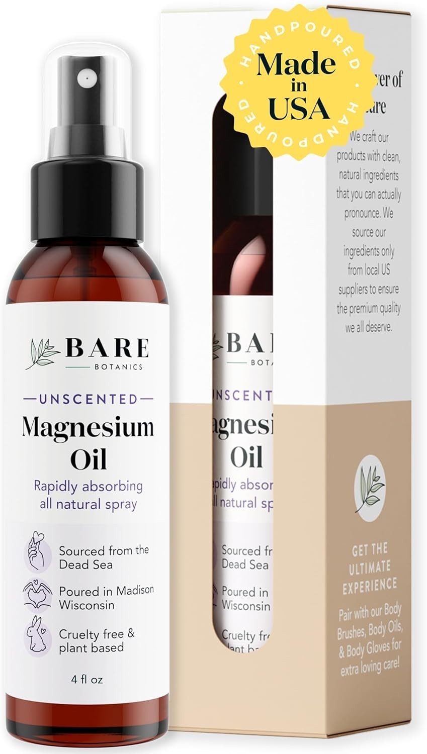 Hydrating 4oz Unscented Magnesium Chloride Spray – For Everyday Wellness