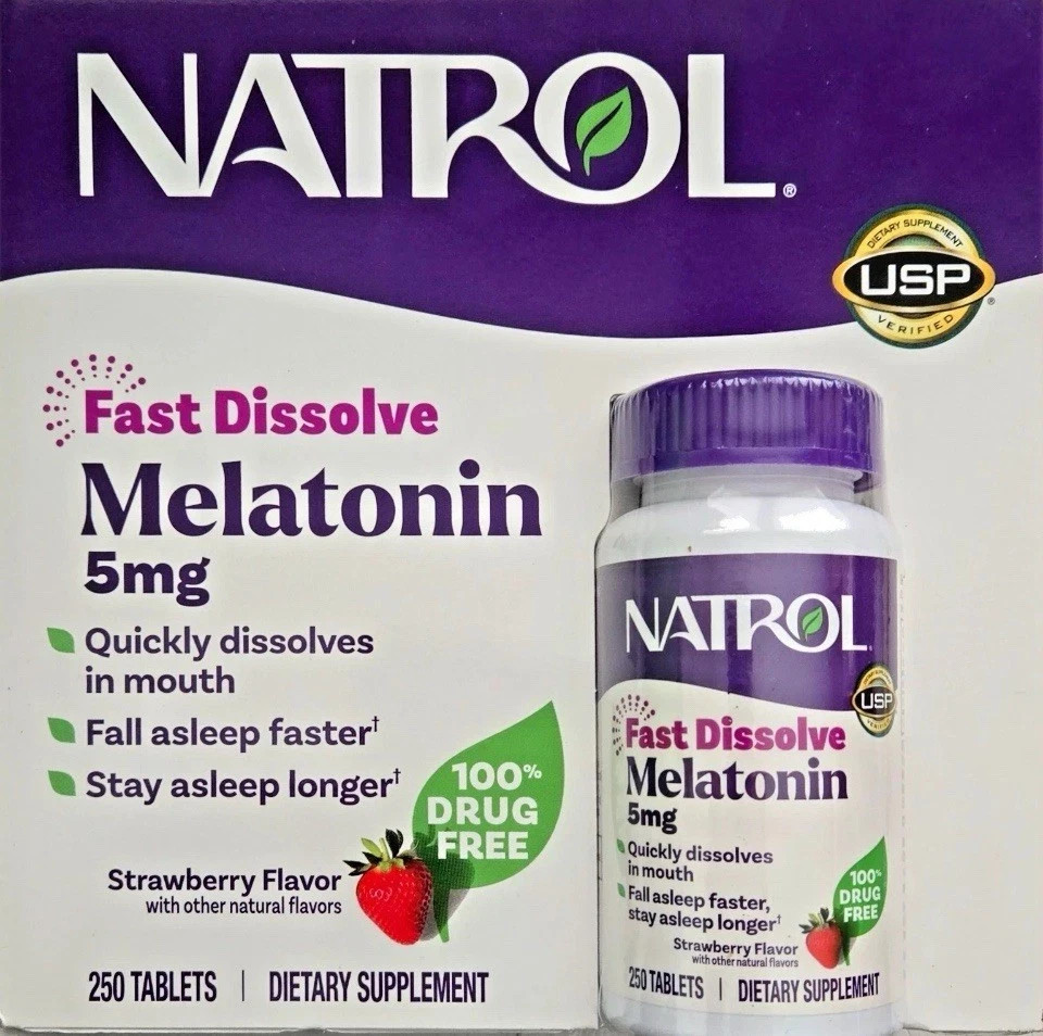 Natrol Melatonin 5 Mg Fast Dissolve 250 Strawberry Flavor Tablets ~ Exp 03/2027