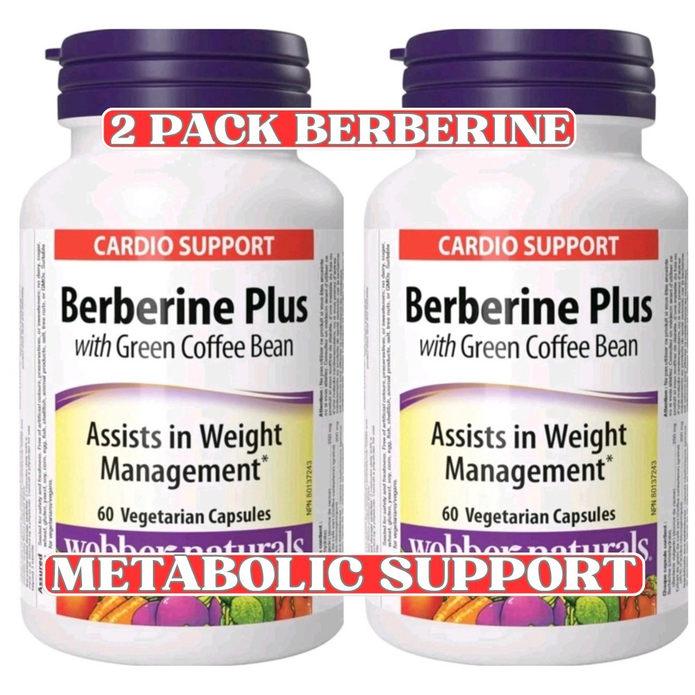 Webber Naturals Berberine Plus 2 Pack 60 Caps (120 Total) Green Coffee Bean