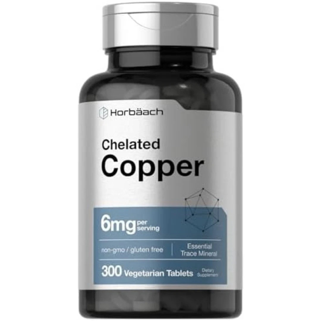 Chelated Copper | 6 mg | 300 Tablets | Vegetarian, Non-GMO | by Horbaach