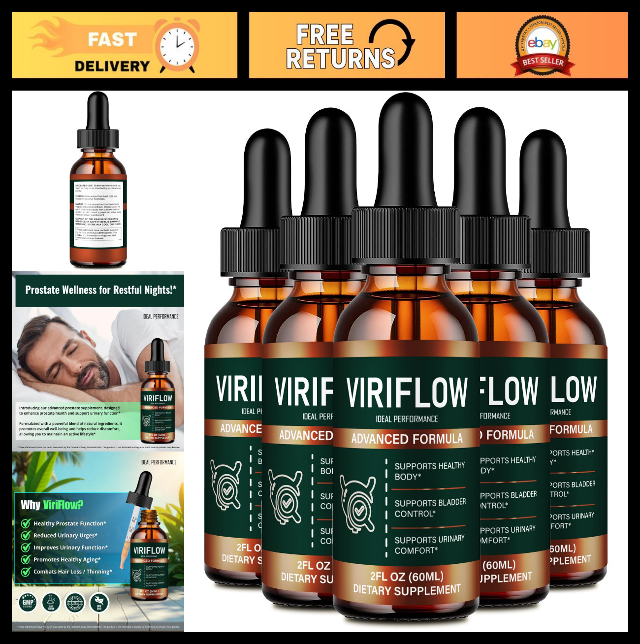 Prostate Health Drops for Men – Maximum Strength All-Natural Wellness Support (5