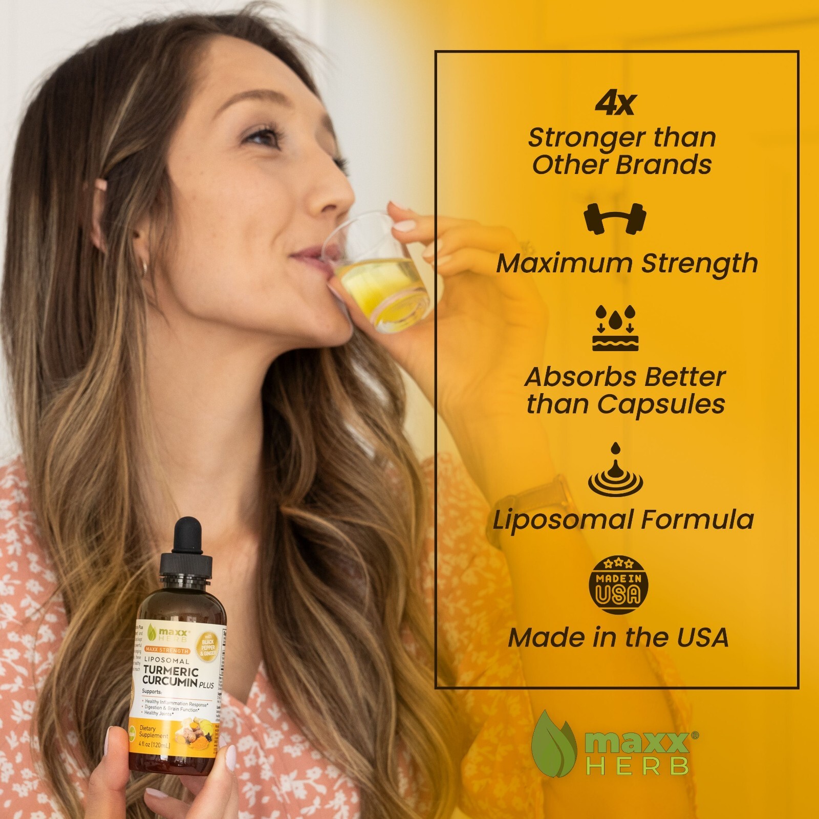 Maxx Herb Liposomal Turmeric Curcumin With BioPerine & Ginger – 4oz Bottle