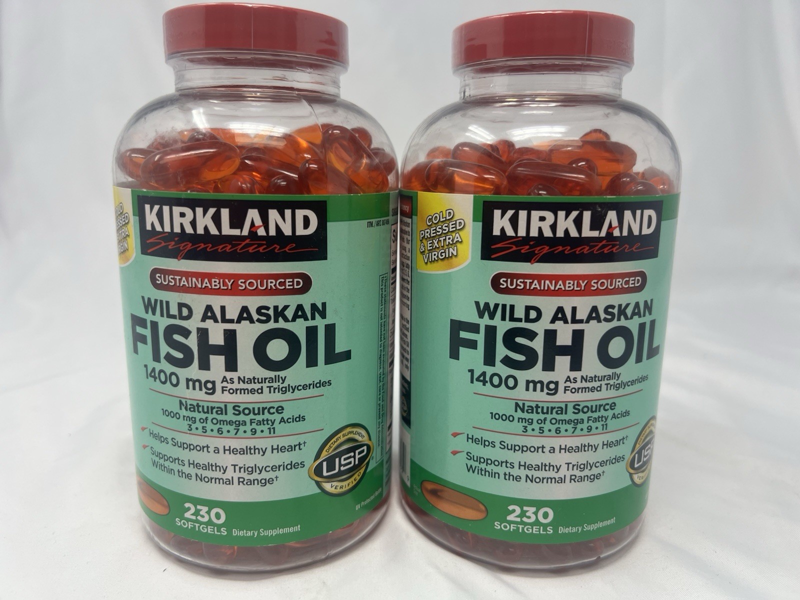 Kirkland Signature Wild Alaskan Fish Oil 1400mg 230 (2pack) 460 Softgels 2 botls