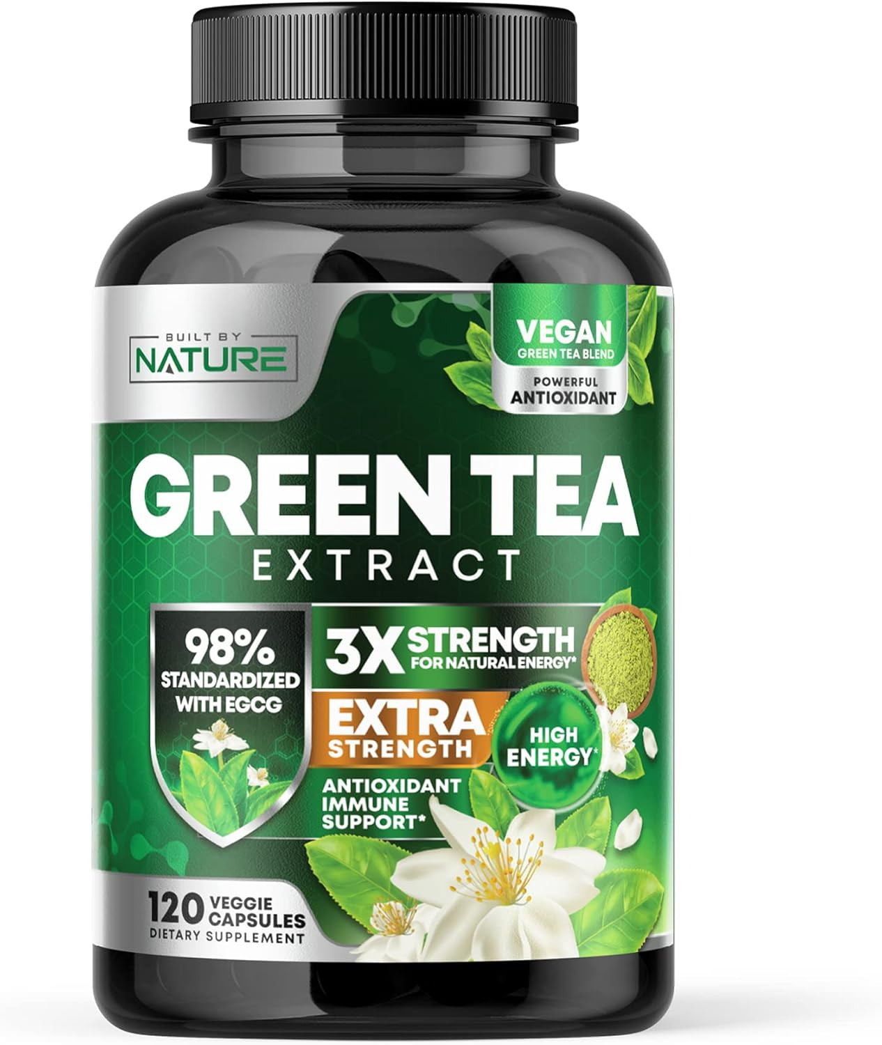 Green Tea Extract Pills – Powerful Antioxidant Supplement – 98% Standardized EGC