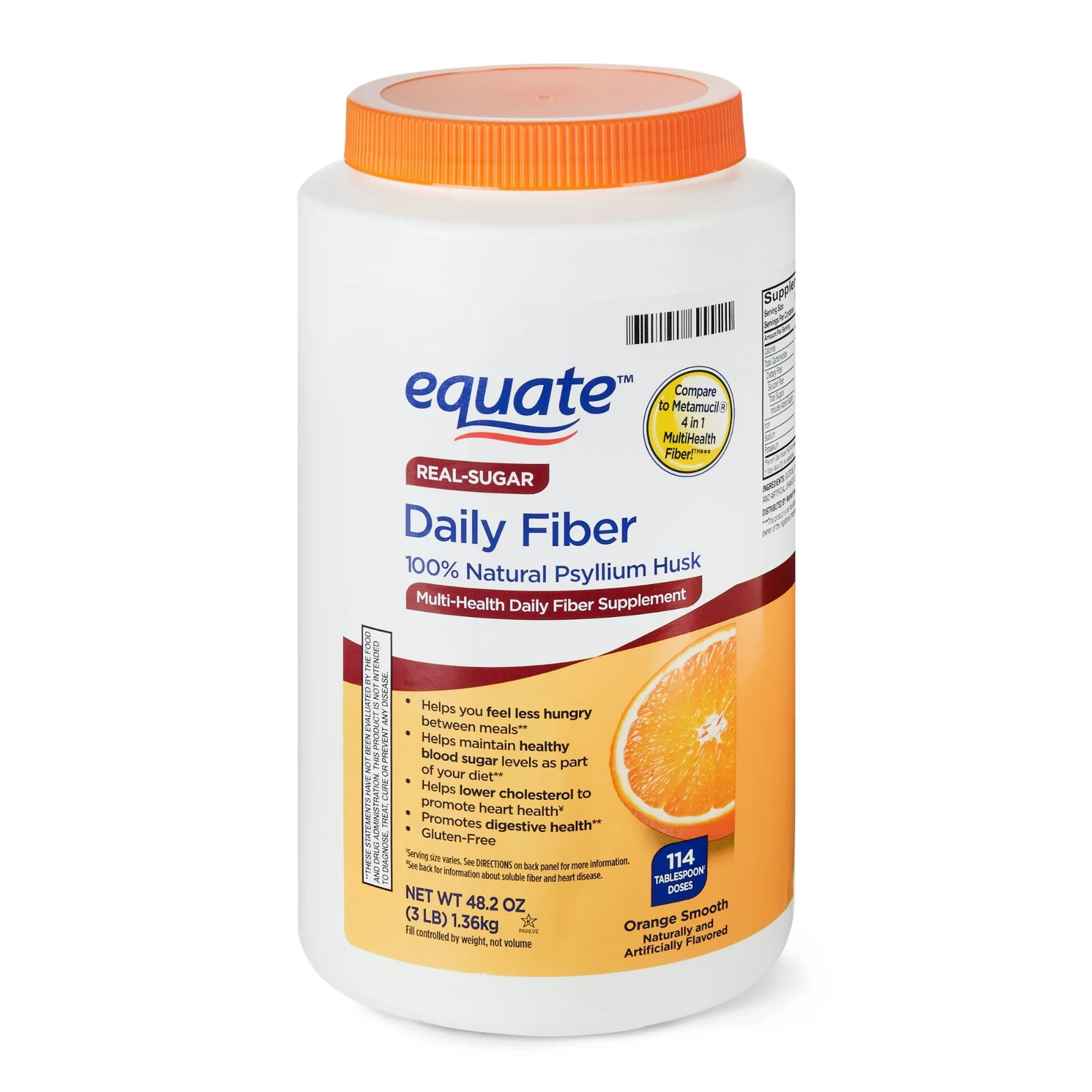 Equate Fiber Supplement Orange Powder 48.2oz, Compare to Metamucil® 4-in-1