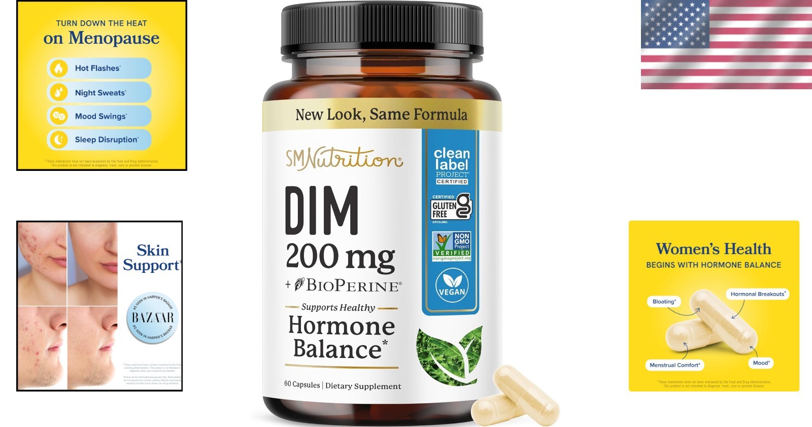 Hormonal Balance Supplement – 200 mg Diindolylmethane for All Ages – 60 Ct