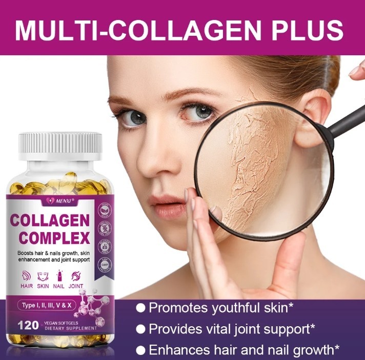 Multi Collagen Peptides Softgel – Type I, II, III, V, X – Hydrolyzed Collagen