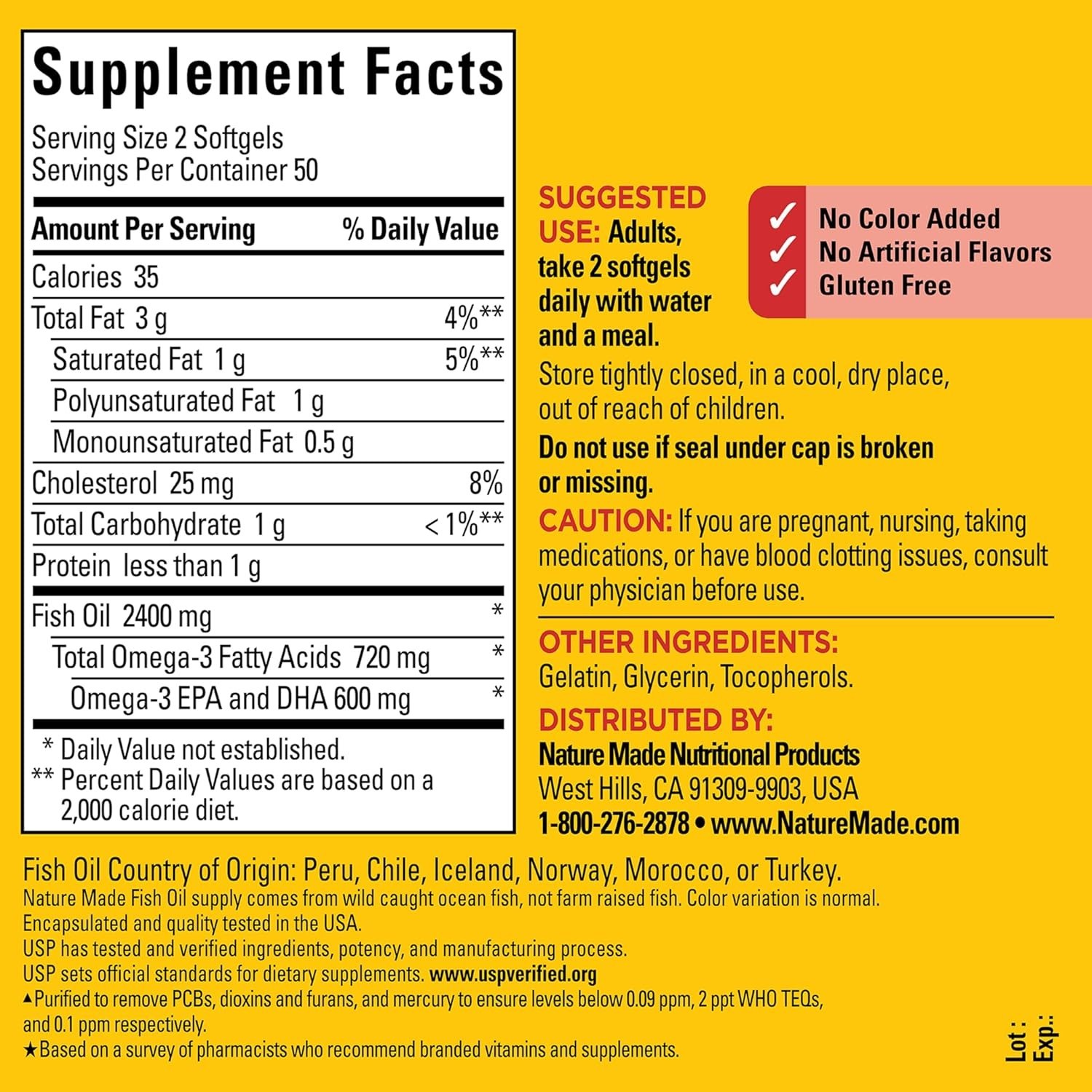 Omega 3 Fish Oil 1200mg Softgels – Heart Health Daily Support, 50 Servings