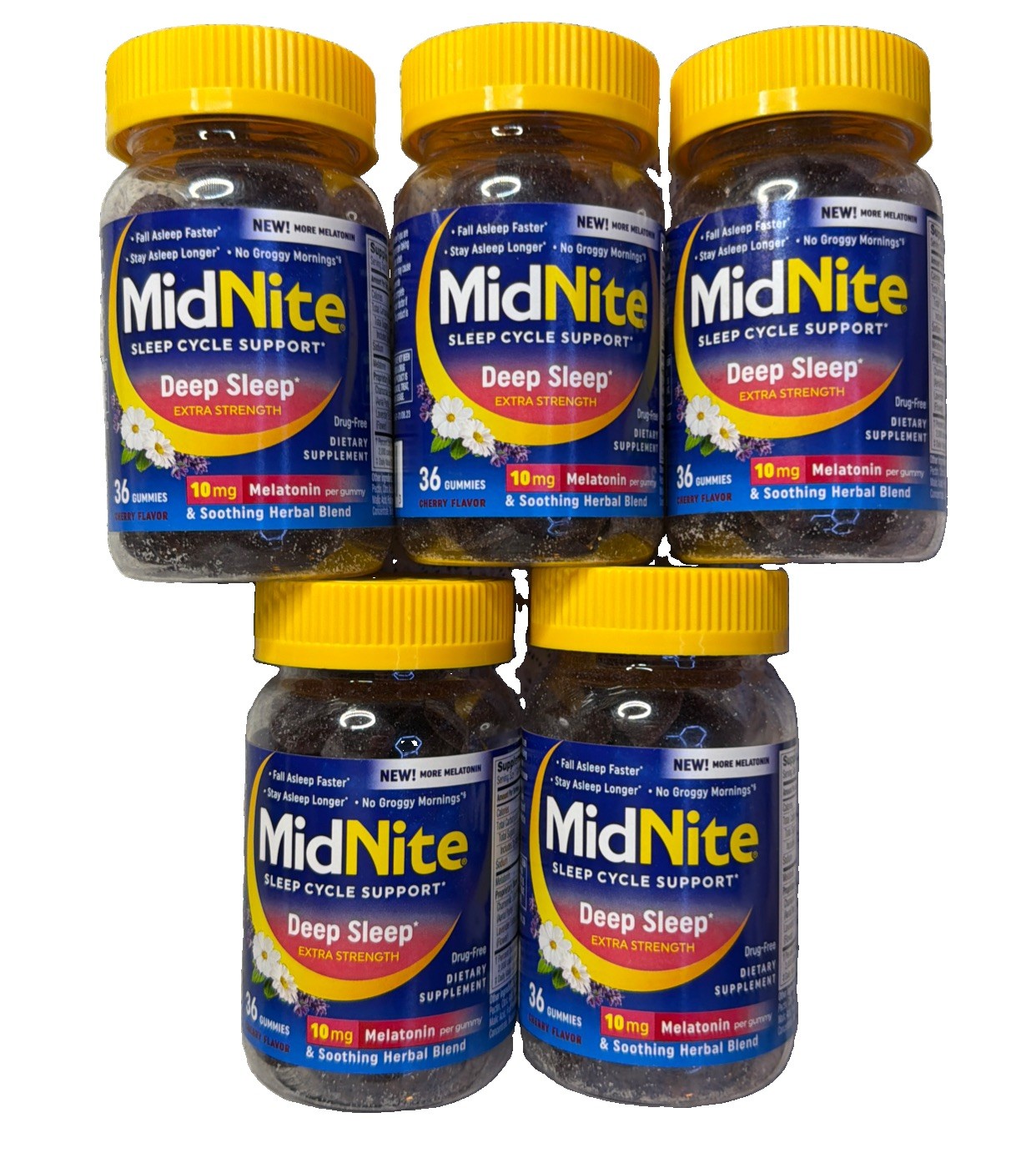 5X MidNite DEEP SLEEP Cycle Support 10mg Melatonin 36 Cherry GUMMIES SEE PHOTOS