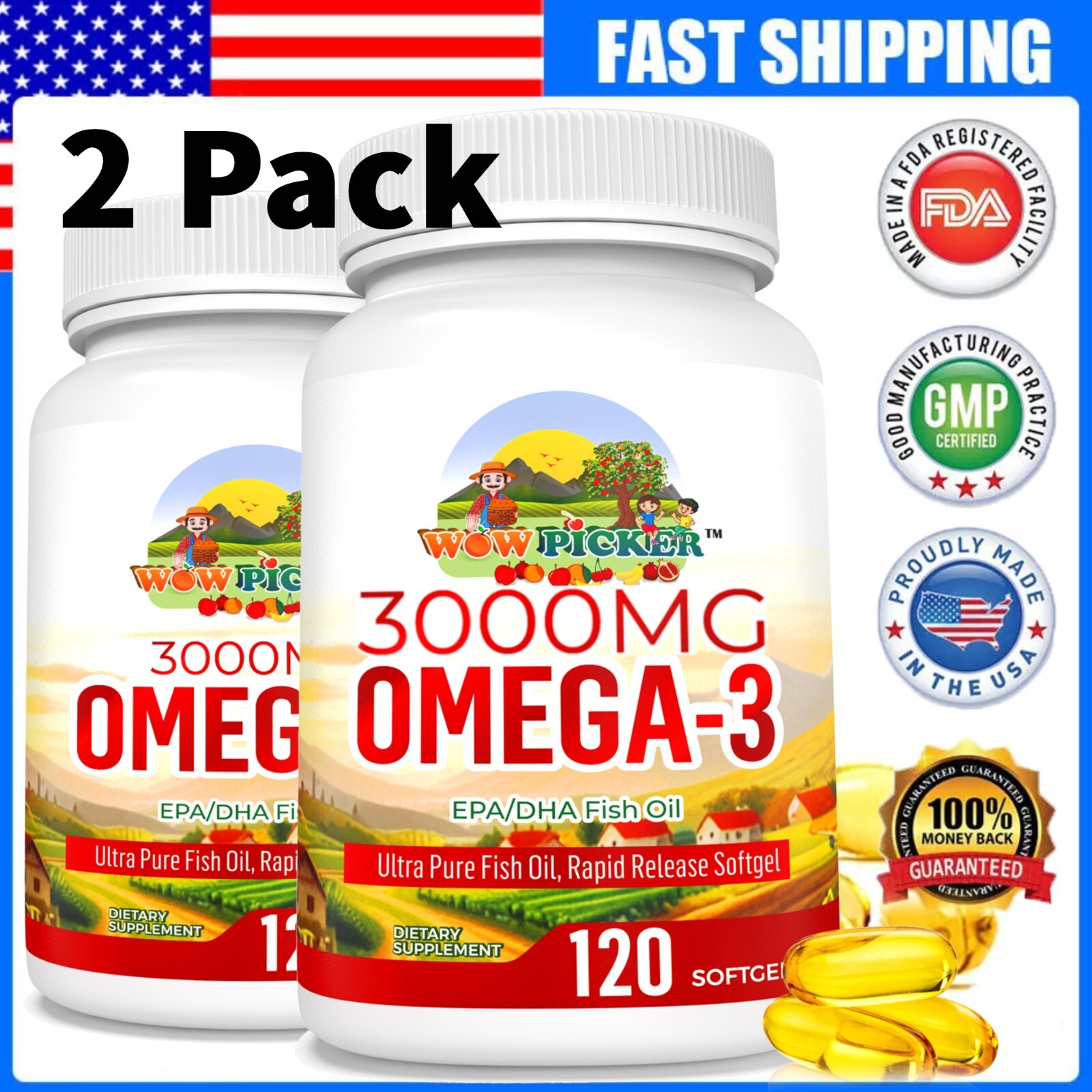 Triple Strength Omega-3 Fish Oil 3000mg 240 Softgels