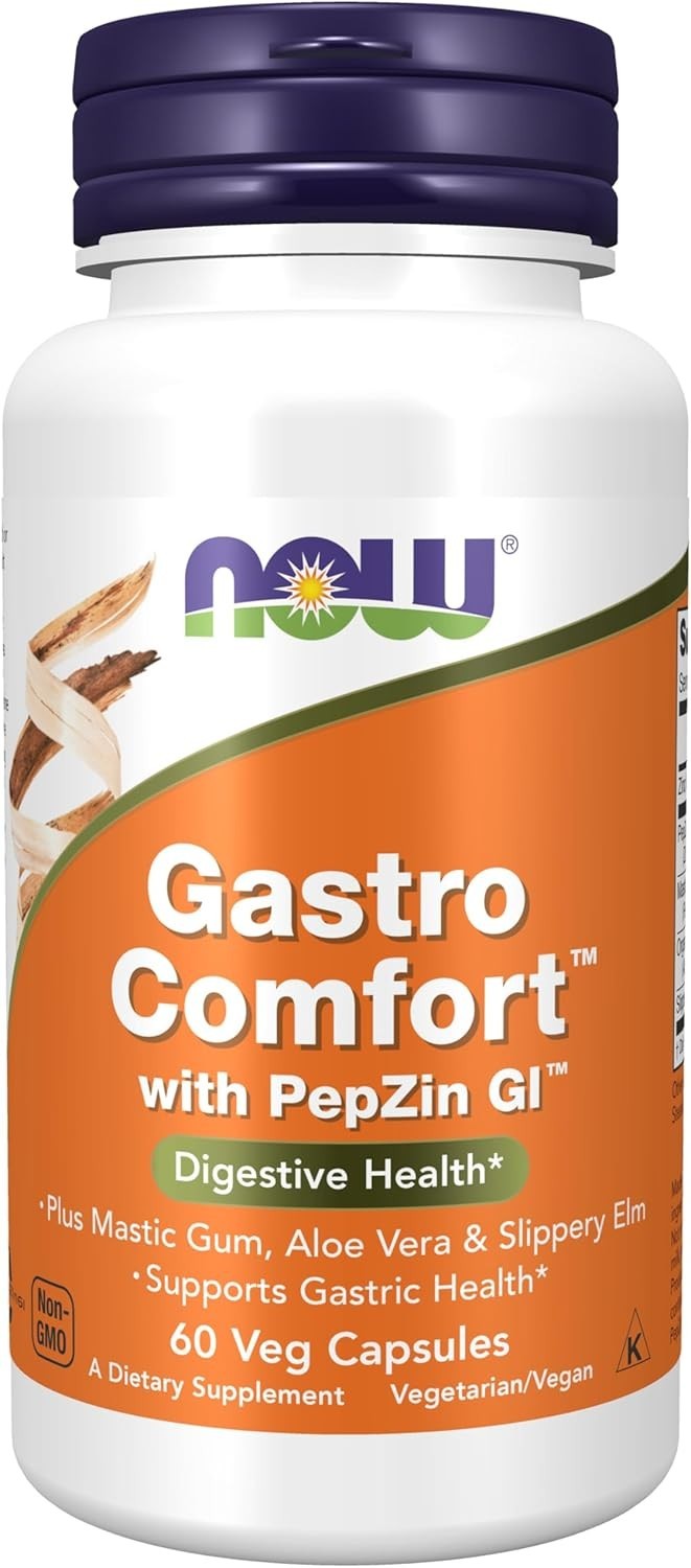 NOW Gastro Comfort with PepZin GI, For Digestive Health, 60 Veg Caps