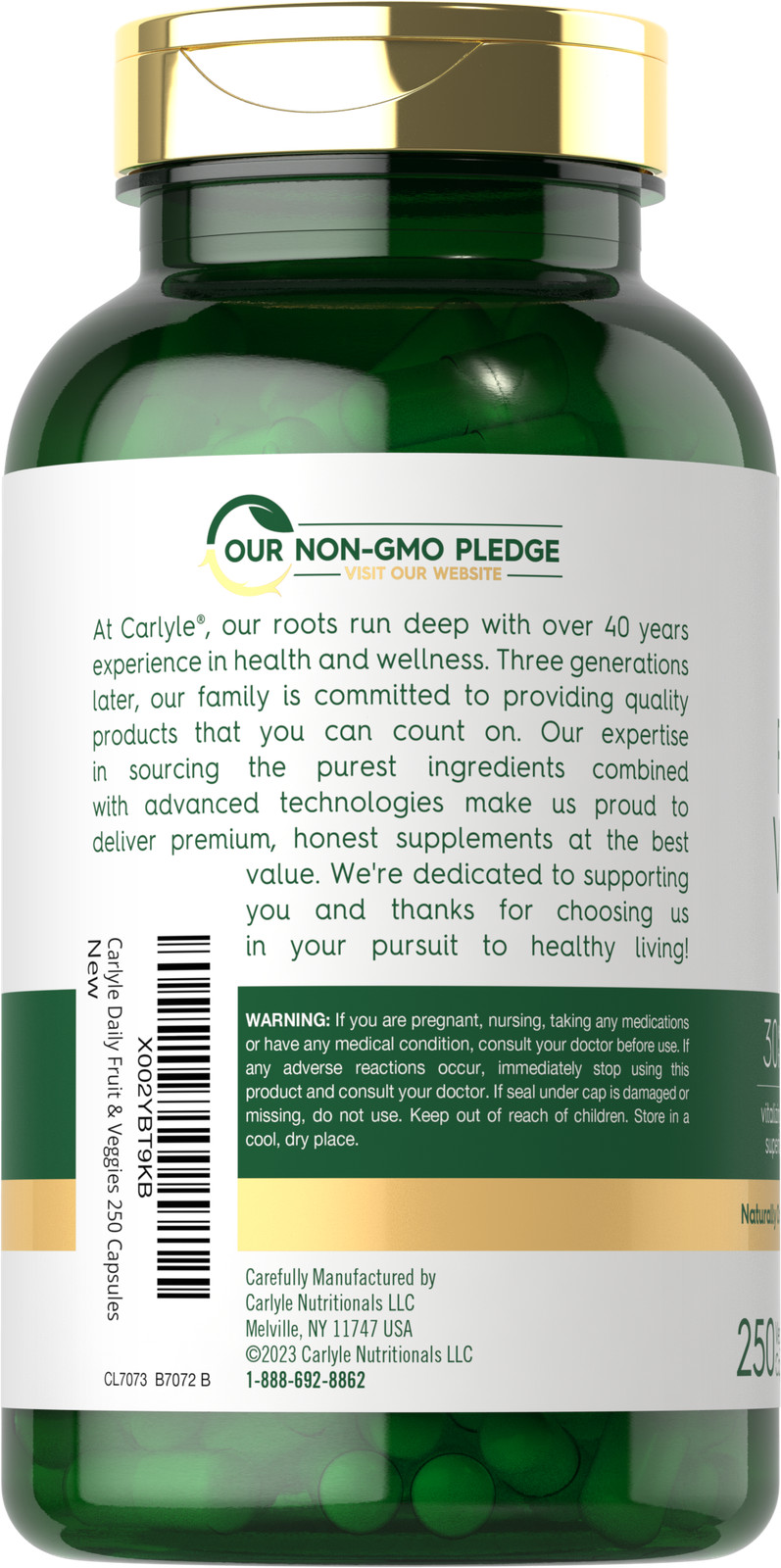 Fruits and Veggies | 250 Capsules | 32 Fruits and Vegetables | by Carlyle