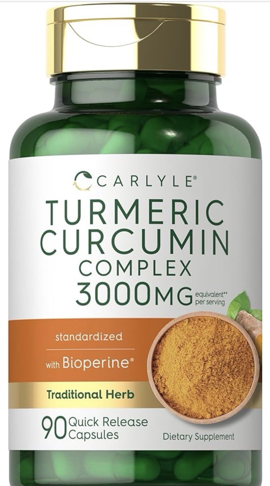 Tumeric Curcumin Max Potency and Ginger Complex 3000 Mg, 90 Softgels by Carlyle