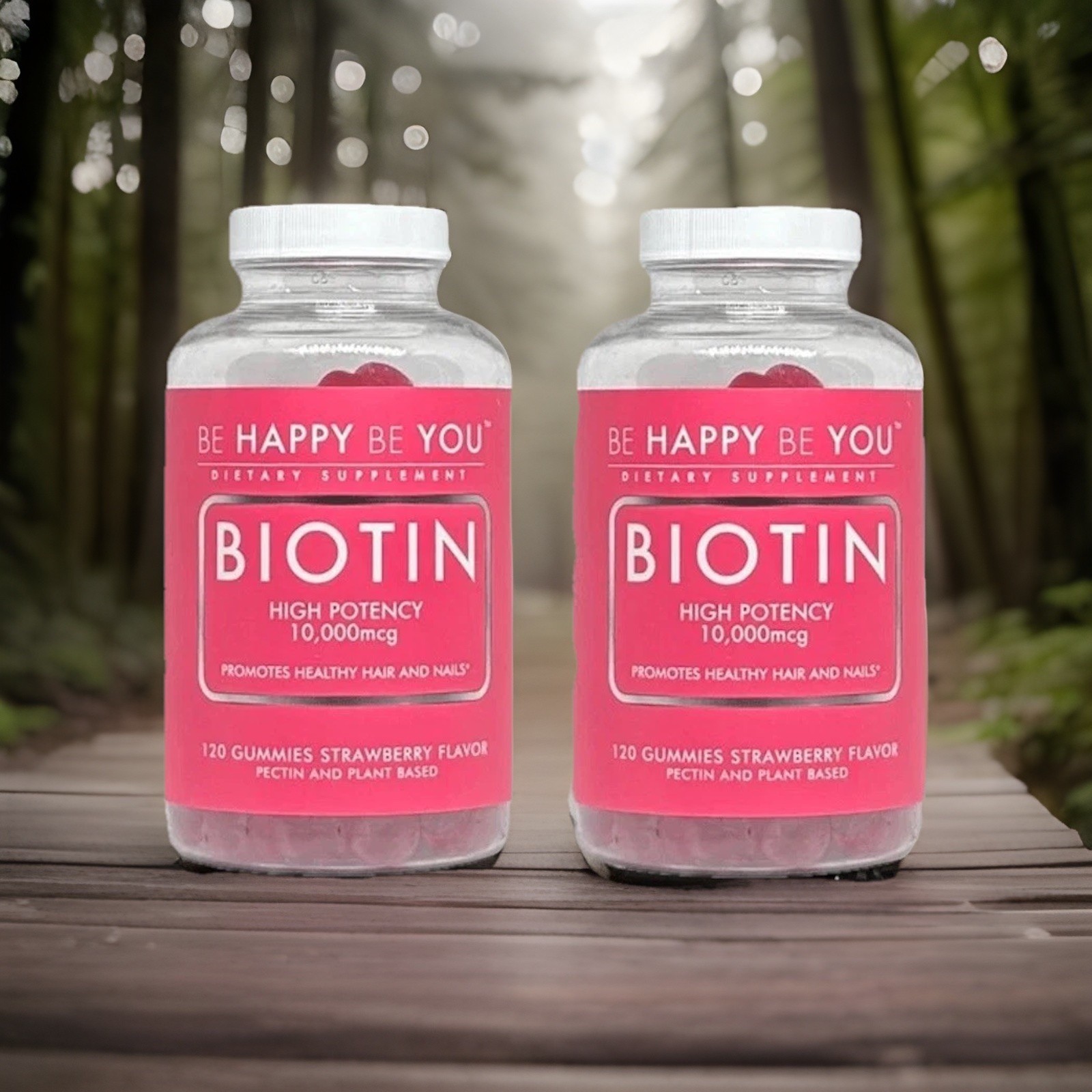 2X Be Happy Be You Biotin supplement High potency for healthy hair/nails 120 Ct