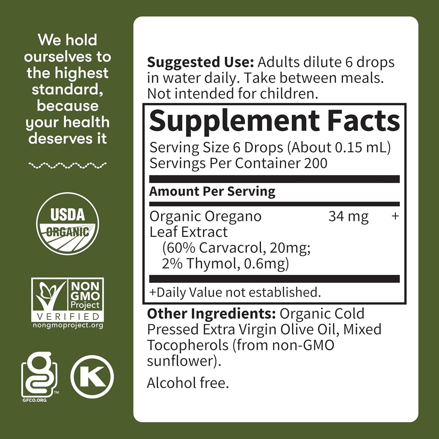 Garden of Life Organics Oil of Oregano Seasonal Drops 1 fl oz 30 mL Exp 01/2027