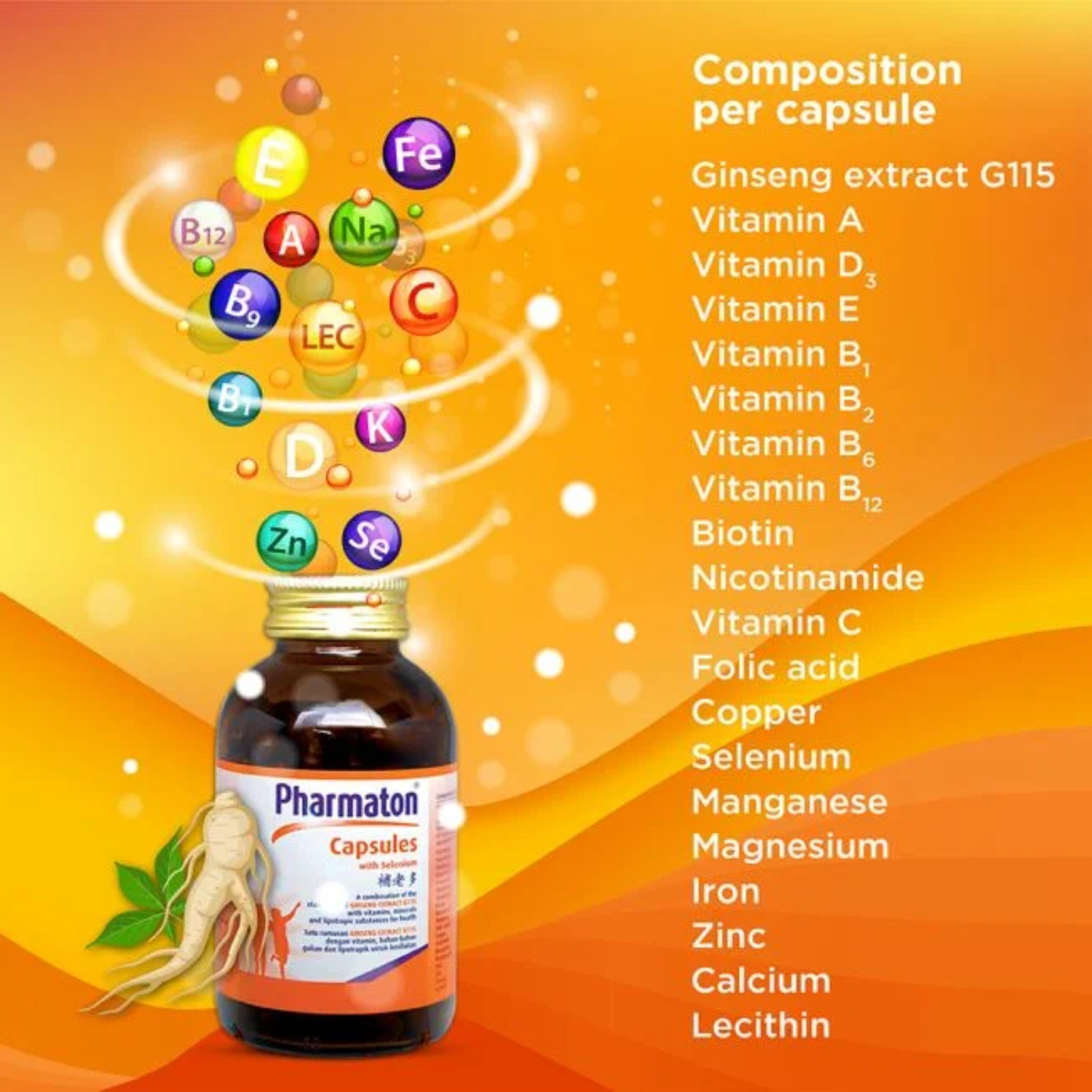 Pharmaton with Ginseng G115 100 Tablets Ginseng and Selenium Energy Booster