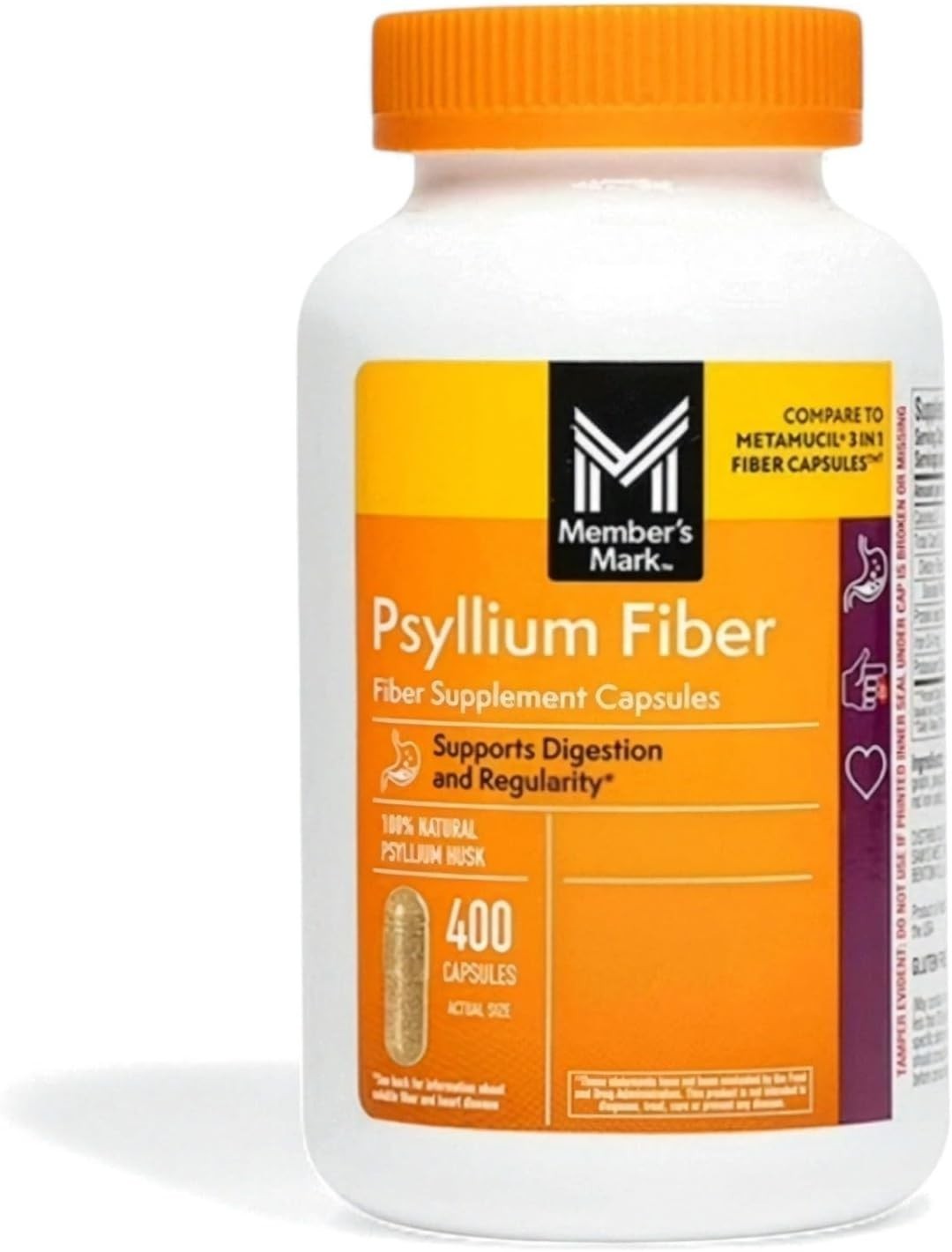 Digestive Health Essential: 400 Count of Member’s Mark Natural Psyllium Capsules