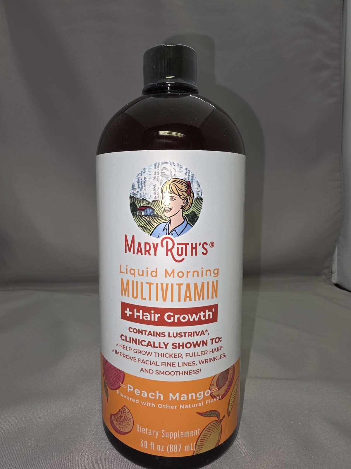 Mary Ruth’s Liquid Morning Multivitamin + Hair Growth – Peach Mango – 30 Fl Oz