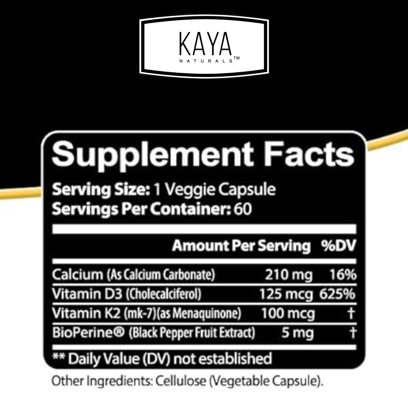 (2 Bottles) Vitamin K2 (MK7) D3 5000 IU Supplement, BioPerine Capsules, Immune