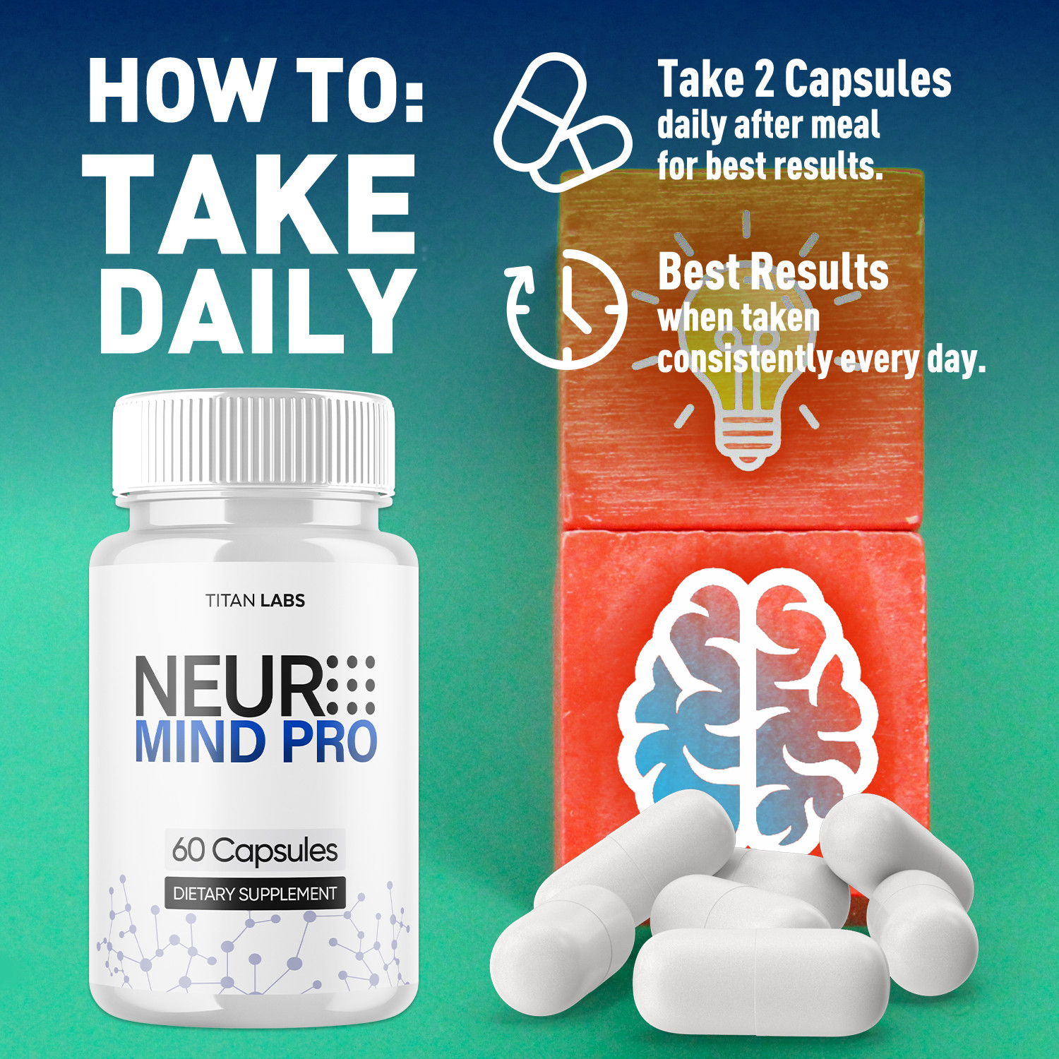 (2 Pack) Neuro Mind Pro Nootropic Natural Brain Formula Supplement 120 Capsules