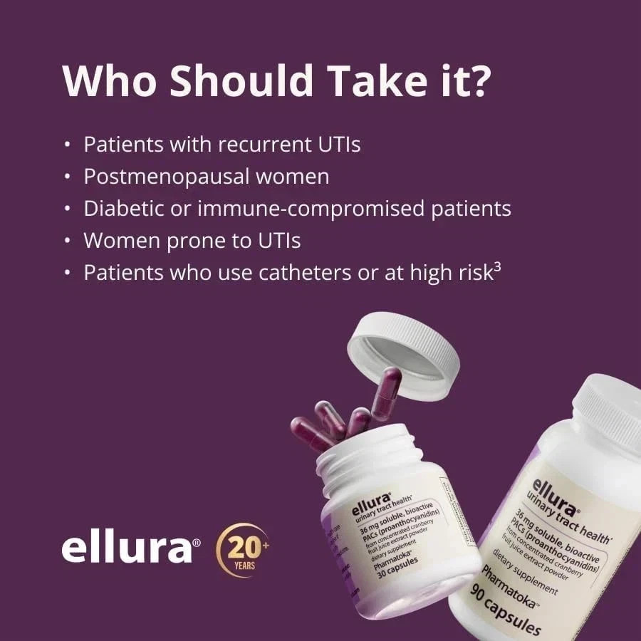 3 Pack Ellura 36mg Cranberry Capsules 90ct UTI Support Supplement Urinary Health