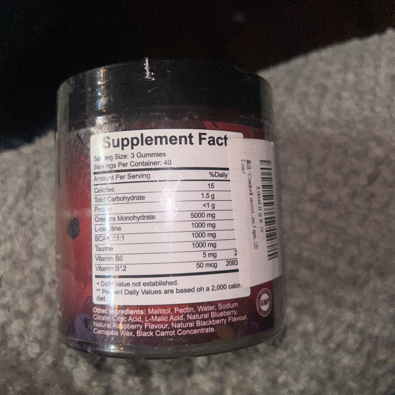 LanranBee Creatine Monohydrate 120 Gummies 8000mg Berry Flavor