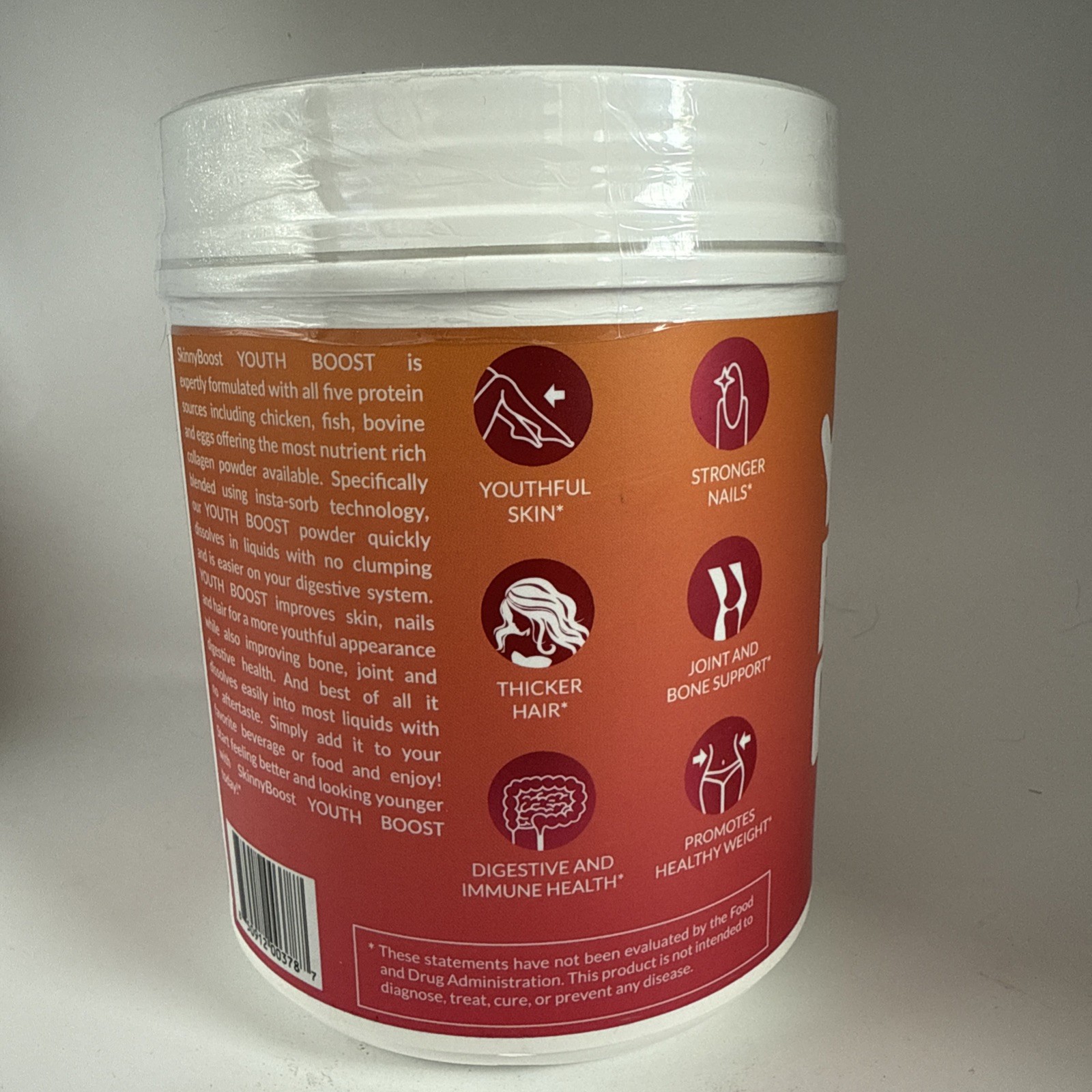 Skinny Boost Youth Boost Multi Collagen Peptides Powder Supplement 16 Oz – 07/26