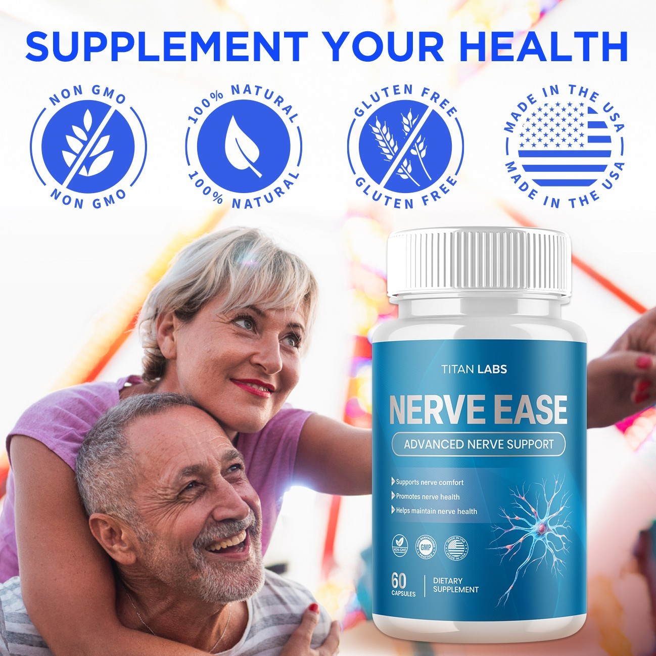 (2 Pack) Nerve Ease Nootropic Nerve Support Max Supplement NerveEase 120 Capsule