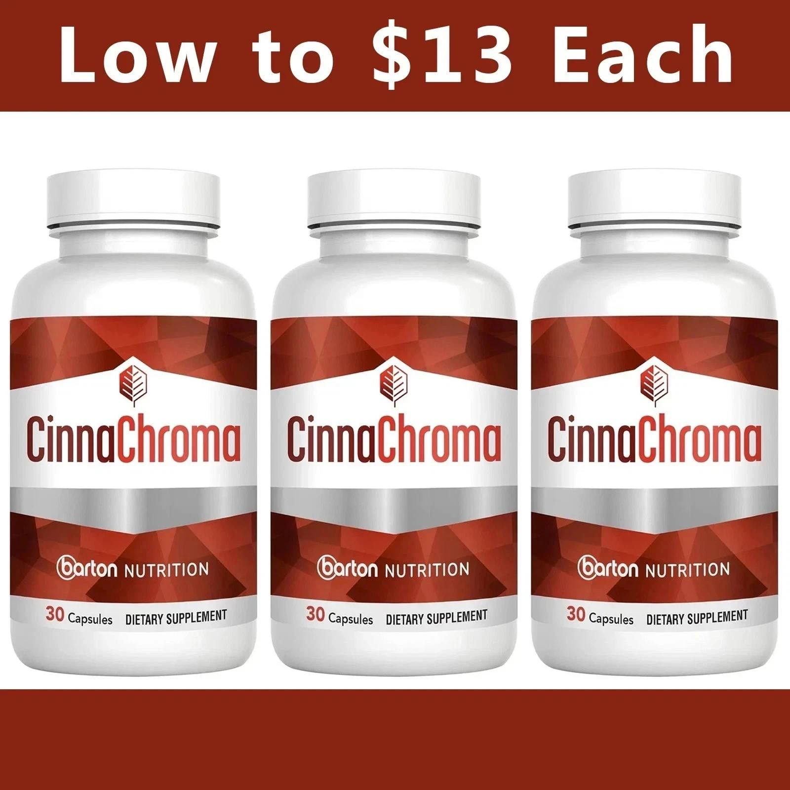 3Pack Barton Nutrition CinnaChroma Advanced Blood Sugar Support 30 Caps