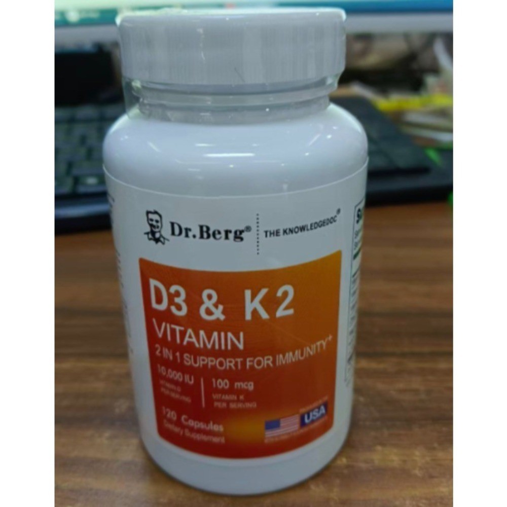 Dr. Berg’s Nutritionals 100mg Vitamin D3 & K2 Supplement Support,120 Capsules